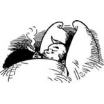 Mężczyzna z papierosem w łóżku grafiki wektorowej